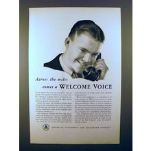 1933 AT&T Telephone Ad - Comes a Welcome Voice!