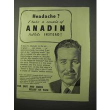 1951 Anadin Medicine Ad - Headache? Take a Couple