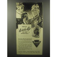 1940 Stokely's Tomato Juice Ad - How to wake up ho-hum appetites