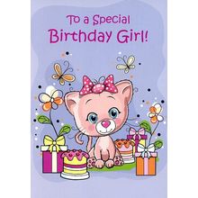 To A Special Birthday Girl - Juvenile Birthday Greeting Card - 01072