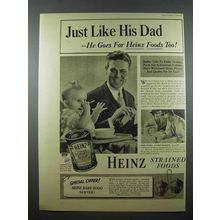 1941 Heinz Strained Tomato Soup Baby Food Ad - Just Like His Dad
