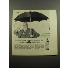 1955 Lejon Vermouth Ad - Monty Woolley keeps his martinis dry with Lejon