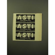 1960 Asti Restaurant Ad - Music lovers rendezvous