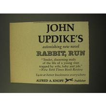 1960 Alfred A. Knopf Book Advertisement - Rabbit, Run by John Updike