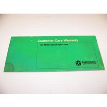 CUSTOMER CARE WARRANTY FOR 1968 PASSENGER CARS CHRYSLER CORP BOOKLET