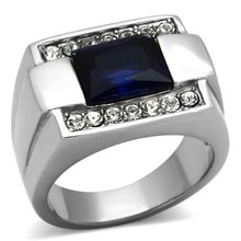 TK1058 - High polished (no plating) Stainless Steel Ring with Synthetic Synth...
