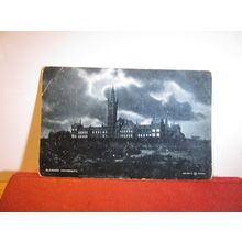 AT NIGHT, GLASGOW UNIVERSITY used antique postcard =