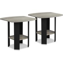 Furinno Simple Design End Table, 2-Pack, French Oak Grey/Black
