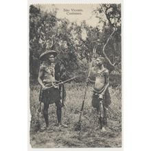 Cape Cabo Verde : SAO VICENTE : Costumes Tribesmen early 20th C. RPPC