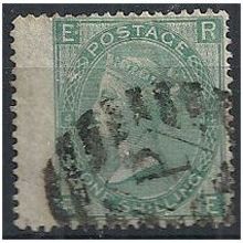 1865 SG101 1/- Green Plate 4 Wmk EMBLEMS Good/Fine Used Wing Margin "RE"...