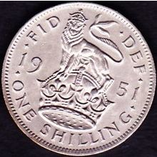 1951 Great Britain 1 Shilling Coin English