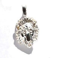 Sterling Silver Diamond Cut Lion Head Pendant
