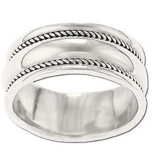 Sterling Silver Ladies Rope Edge Band Ring