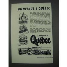 1959 Quebec Canada Tourism Ad - Bienvenus a Quebec