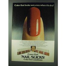 1978 Cover Girl Nail Slicks Ad - Looks Wet When Dry