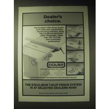 1989 Excalibur T-Slot Fence System Ad - Dealer's Choice