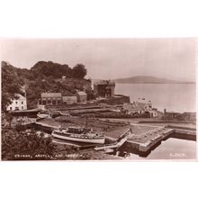 Mooring Boat at Crinan Harbour Real Photo Scottish Aerial Old Postcard