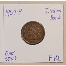 1- 1907 P ( F12 ) INDIAN HEAD ONE CENT.