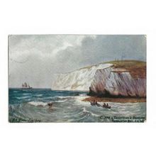 Cliffs And Tennyson's Beacon, Freshwater Bay I.O.W. Tucks Oilette.