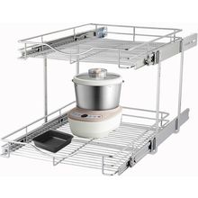 DINDON 2 Tier Pull Out Cabinet Organizer (20" W X 21" D), Double Tier Wire Baske
