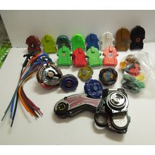 Beyblade Lot – Launchers, Ripcords, Beys, Tool Parts, Stickers – Hasbro Takara T