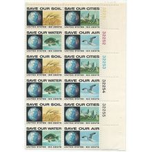 ANTI - POLLUTION ISSUE 6 cent 12 stamp BLOCK ( 1970 )