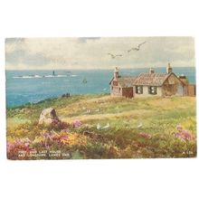 FIRST & LAST HOUSE, LANDS END, artist. Brian Gerald used postcard 1958 pm =