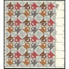 Basket Design Quilts Sheet of Forty Eight 13 Cent Postage Stamps Scott 1745-48