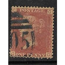 GB 1858 QUEEN VICTORIA 1d RED PLATE 217 OF USED SG43 GG