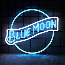 Jfllamp Blue Moon Neon Signs for Wall Decor Neon Lights for Bedroom Led Signs Su