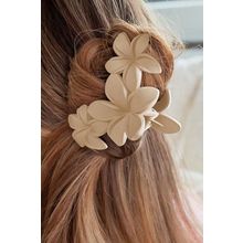 Beige 3D Flower Plastic Resin Hair Claw (Slight Color Variations)