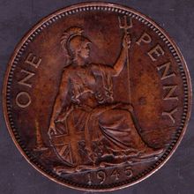 1945 Great Britain 1 Penny Coin