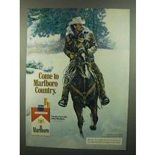 1974 Marlboro Cigarettes Ad - Marlboro Man, Cowboy in snow