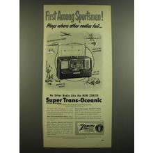 1951 Zenith Super Trans-Oceanic Radio Ad - First among sportsmen!