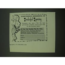 1956 Wyoming Travel Commission Ad - Everything's wonderful in Wonderful Wyoming