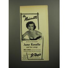 1952 Hotel St. Regis Ad - The Maisonette At Dinner and Supper June Roselle