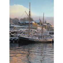 Oslo Boat In Ice Akershus Festning Og Slott Norway Postcard