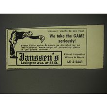 1956 Janssen's Restaurant Ad - Janssen wants to see you!
