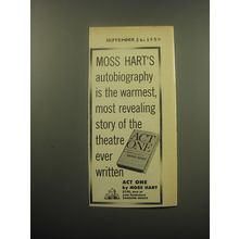 1959 Random House Book Advertisement - Act One by Moss Hart