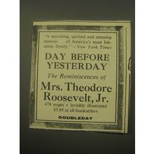 1959 Doubleday Book Ad - Day Before Yhesterday by Mrs. Theodore Roosevelt, Jr.