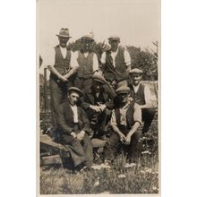 Village Country Bumpkin Gang Possibly Farmers Smoking Old Postcard