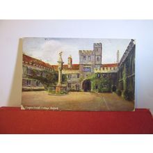 CORPUS CHRISTI COLLEGE, OXFORD used antique postcard Hildesheimer 1907 pm =