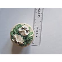 VINTAGE PANSY SOAPSTONE TRINCKET BOX 5.5CM