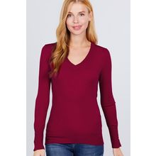 Women's V Neck Sweater W/Rivet Button