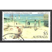 AUSTRALIA 1984: PAINTING DEFINITIVE - $5 A HOLIDAY AT MENTONE - CONDER USED (G7)