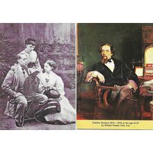 Literary CHALRES DICKENS Two Postcards (National Gallery, V&A)