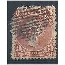 Canada 1868 SG49 3c Red-Brown Filler - Pulled Corner. .