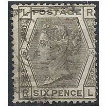 1878 SG147 6d Grey Plate 16 Fine Used "RL" ...