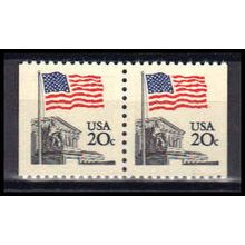 1896 20c U.S. Flag Fine MNH Dry Gum BPS Hor Pair Z5738