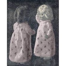 Doll Knitting Pattern 6 ½" Rosebud Twins Sprigged Flowers Nightgown in 3ply Wool